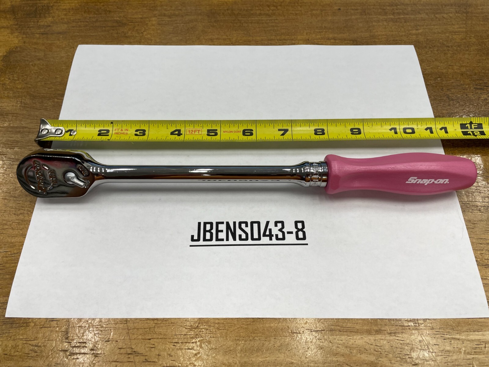 Snap-on Tools NEW PEARL PINK 3/8″ Drive Hard Grip Long Fixed Ratchet FHLD80PP