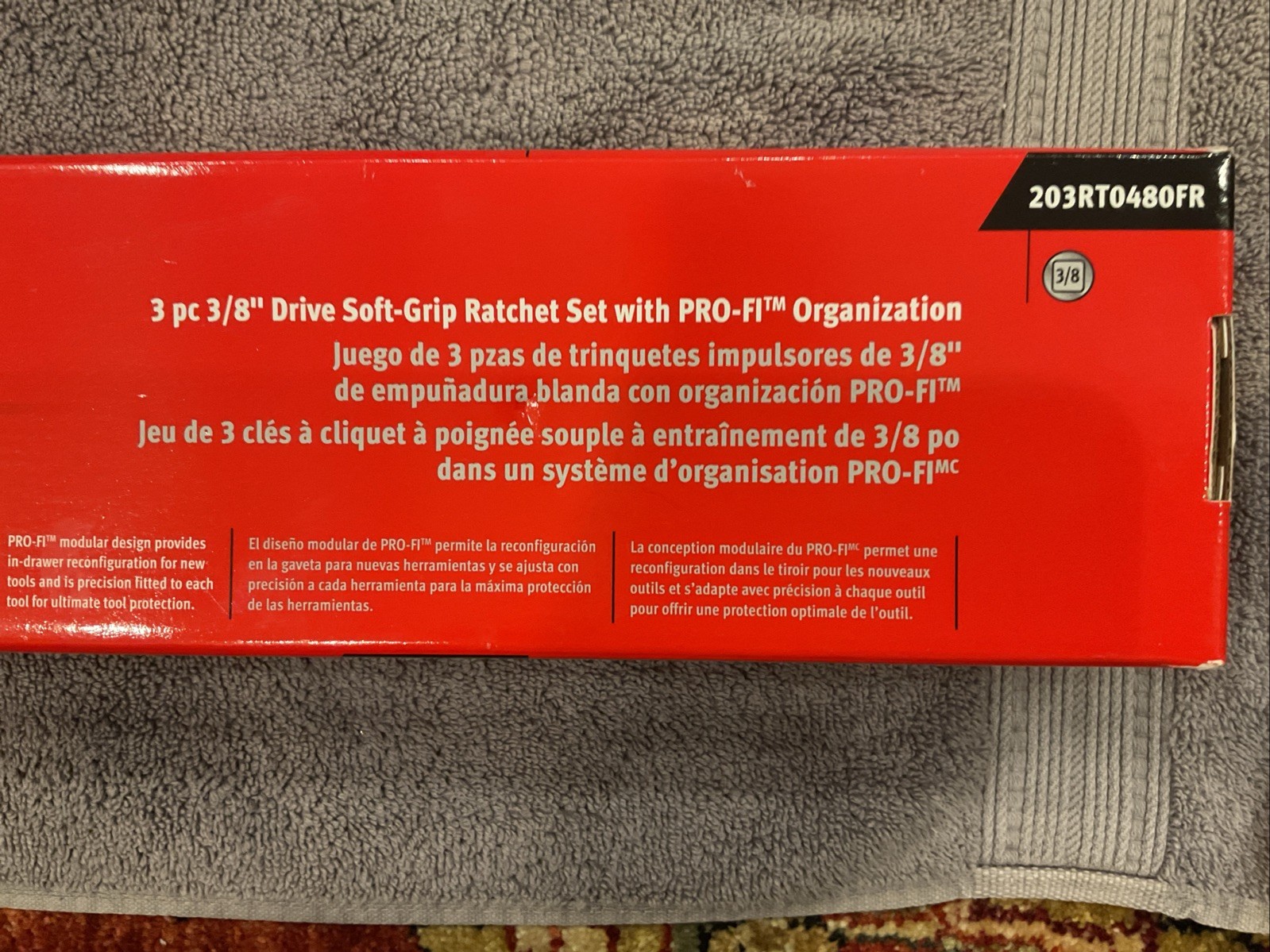New In Box Snap On 203RT0480FR 3/8” Soft Grip Ratchets Set w/ PRO-FIT Foam NEW!