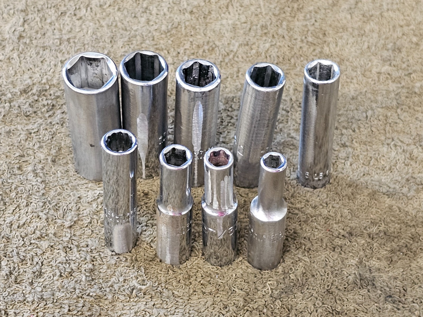 9 Proto Professional Deep Well Long Socket 1/4″ Drive Sae Set 1/2 3/8 3/16 4716L