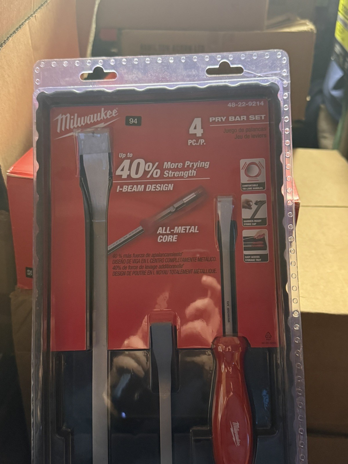 Milwaukee 4 Piece Professional Pry Bar Set 8″, 12″, 18″ & 24″ 48229214