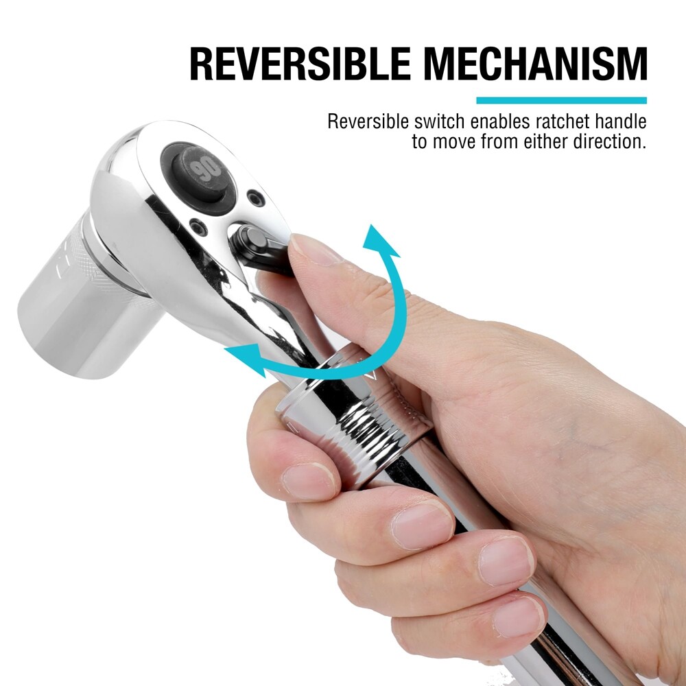 DURATECH 3/8″ Drive Ratchet 90-Tooth Quick-release Extendable Ratchet 4 Sections
