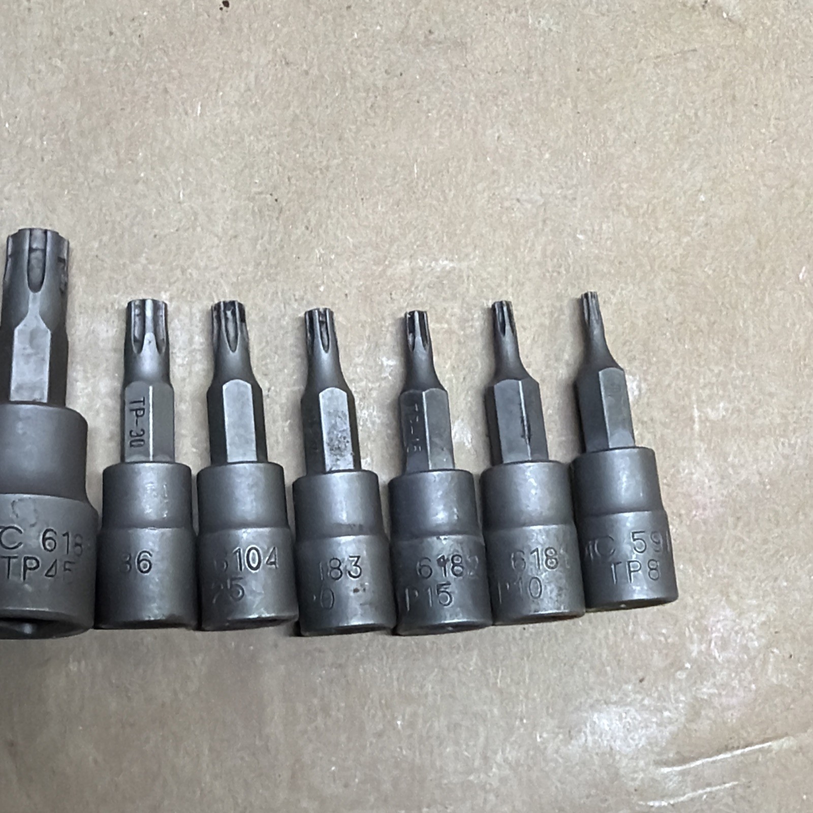 OTC Torx Plus Bit Sockets Lot of 10 TP(70,60,55,50,45,30,25,20,15,10,8) Used Lot
