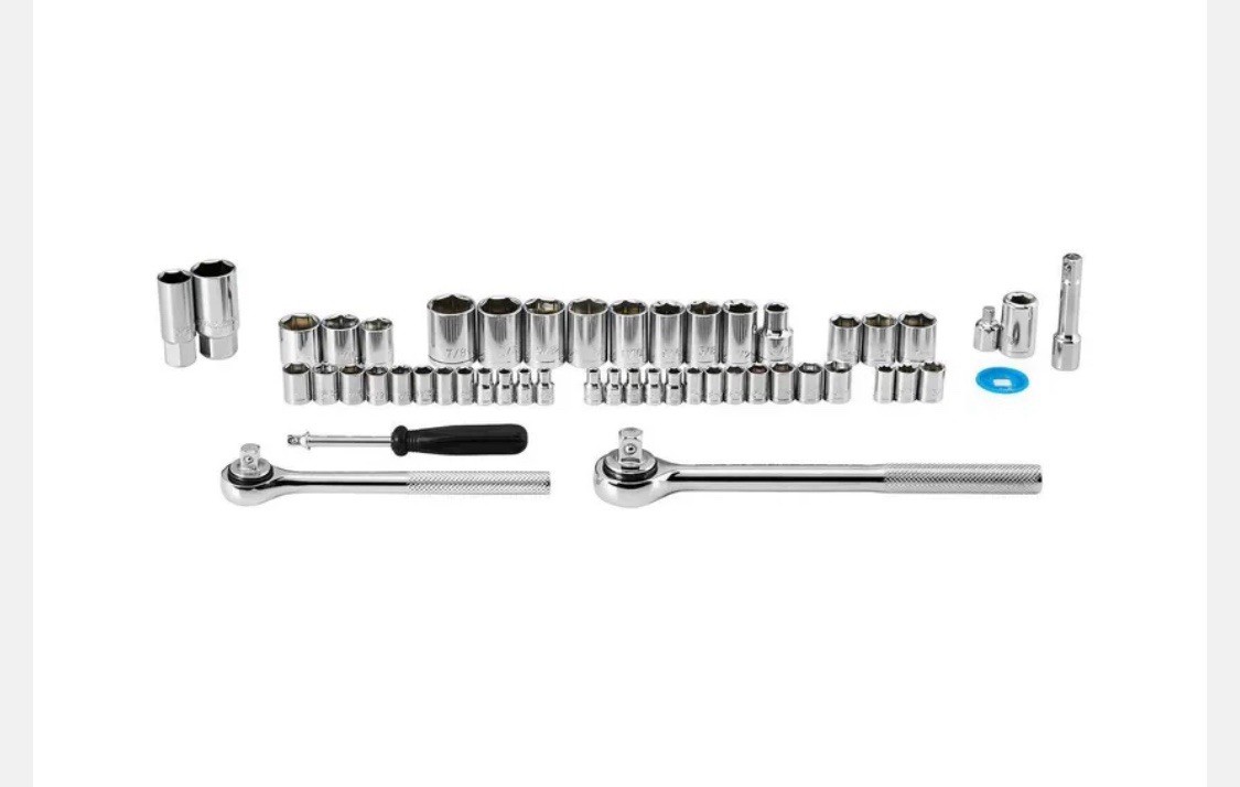 PITTSBURGH 1/4 in., 3/8 in., 1/2 in. Drive SAE and Metric Socket Set, 51-Piece