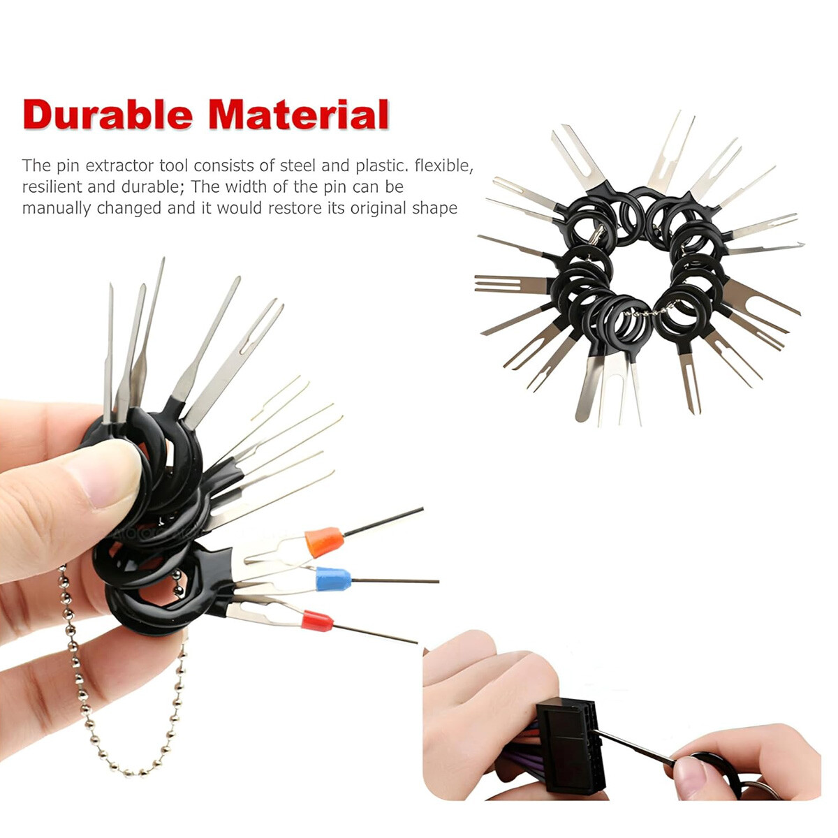 100Pcs Terminal Pin Removal Kit, Electrical Connector & Pin Extractor Tool Set