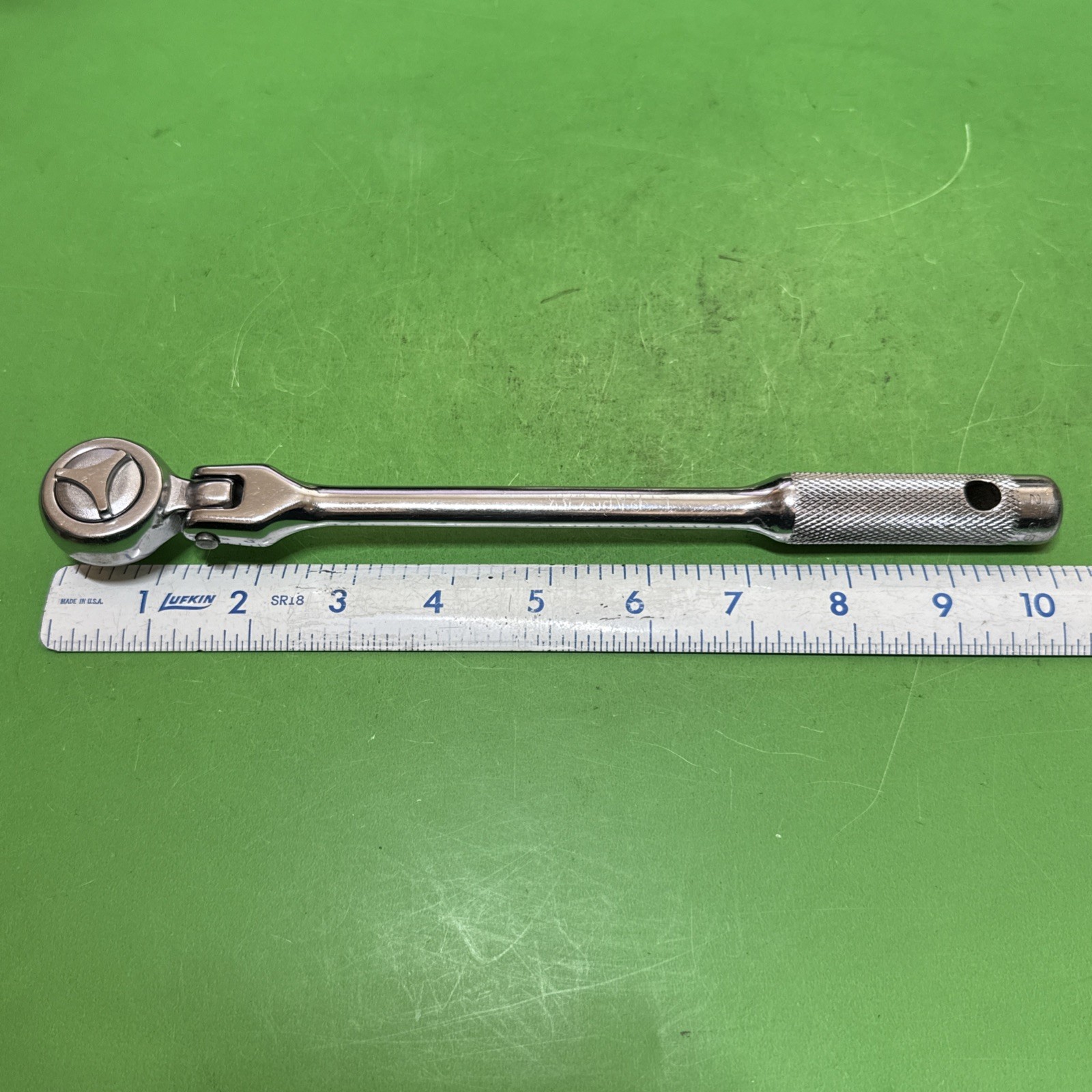 Rare Vintage Indestro Super USA 3/8″ Drive Flex Head Reversible Ratchet MPN 2736