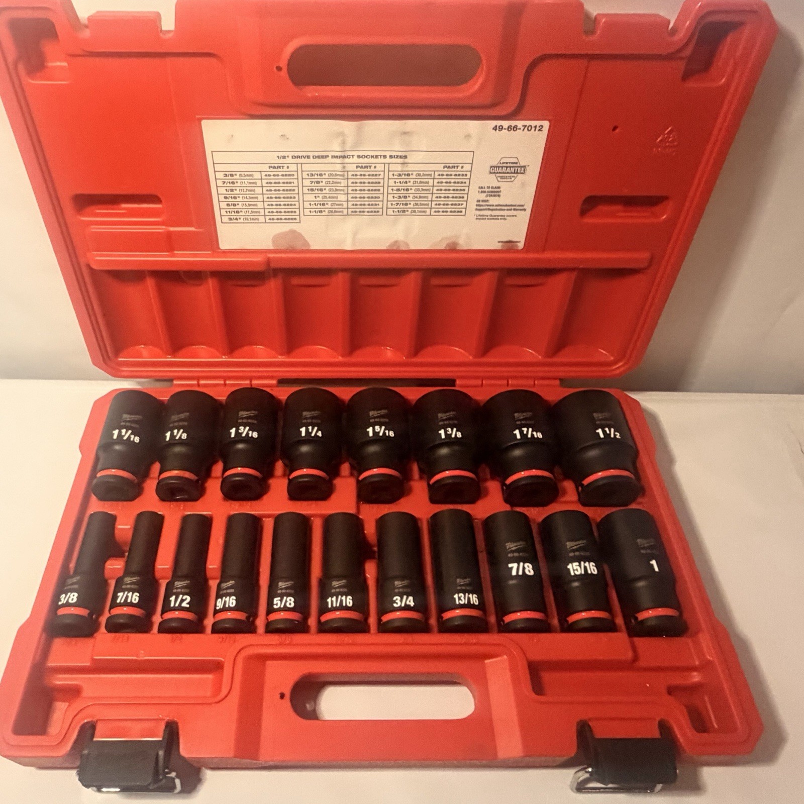 Milwaukee 49-66-7012 SHOCKWAVE Impact Duty 1/2″ Socket Set, 19 Pieces ***MINT***
