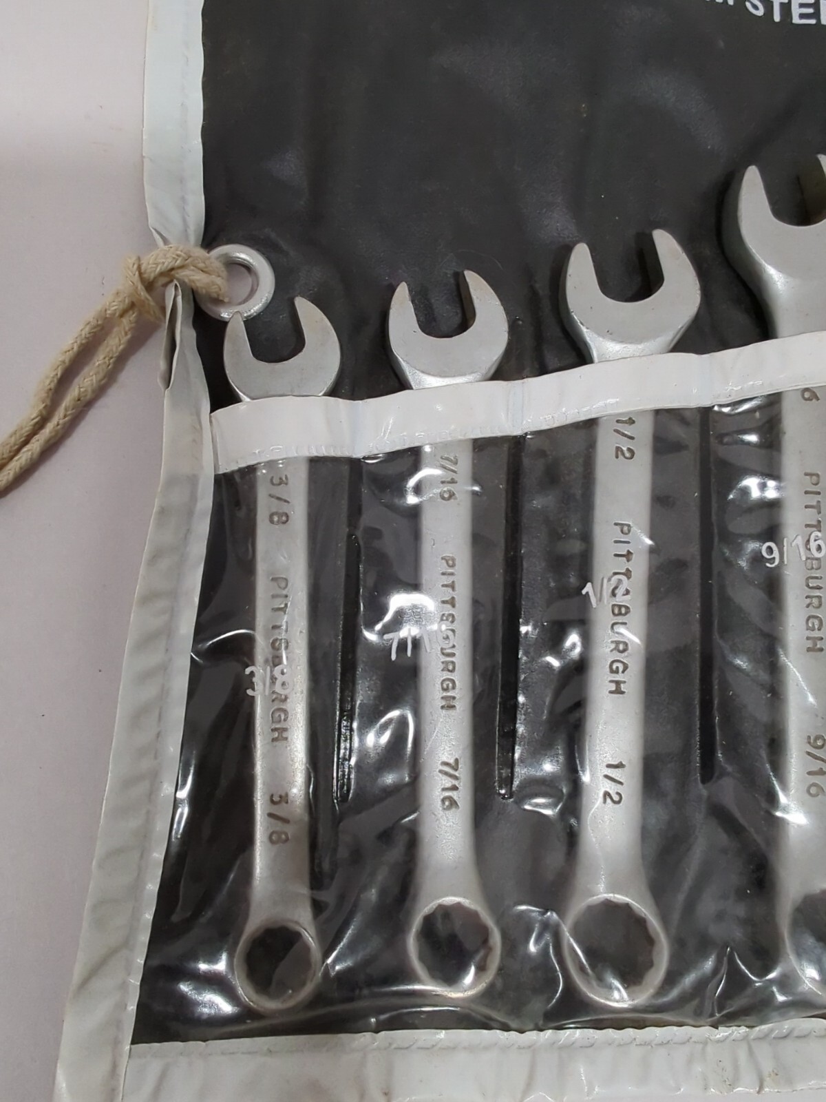 Pittsburgh Combination Wrench Set 6 Pc SAE CV Satin Chrome 3/8″ – 11/16 12 pt