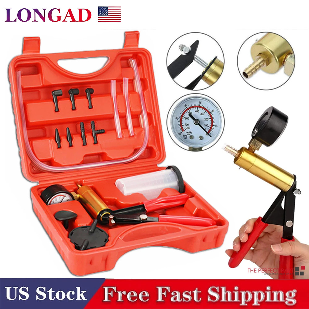 Hand Held Vacuum Pressure Pump Tester Set Brake Fluid Bleeder Bleeding Kit + Box