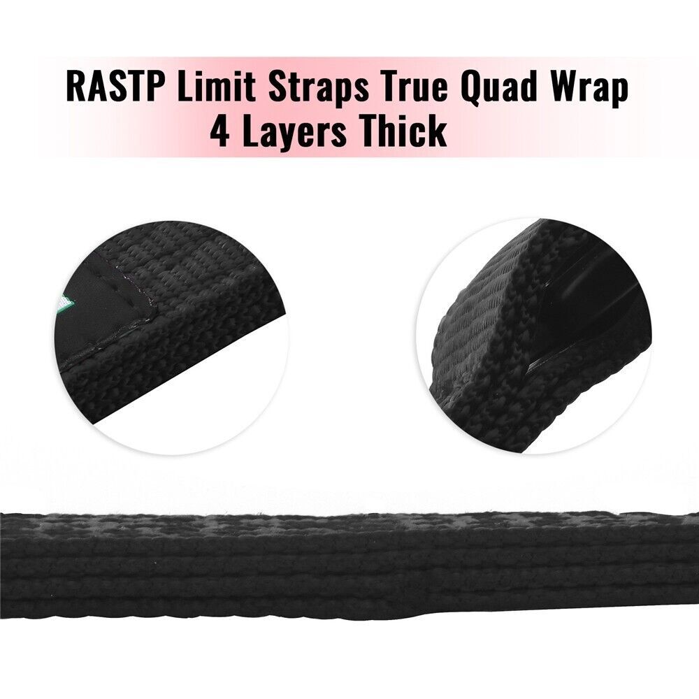16″ Black Hot Racing Limit Straps Shock Suspension Travel 4 Layers Webbing