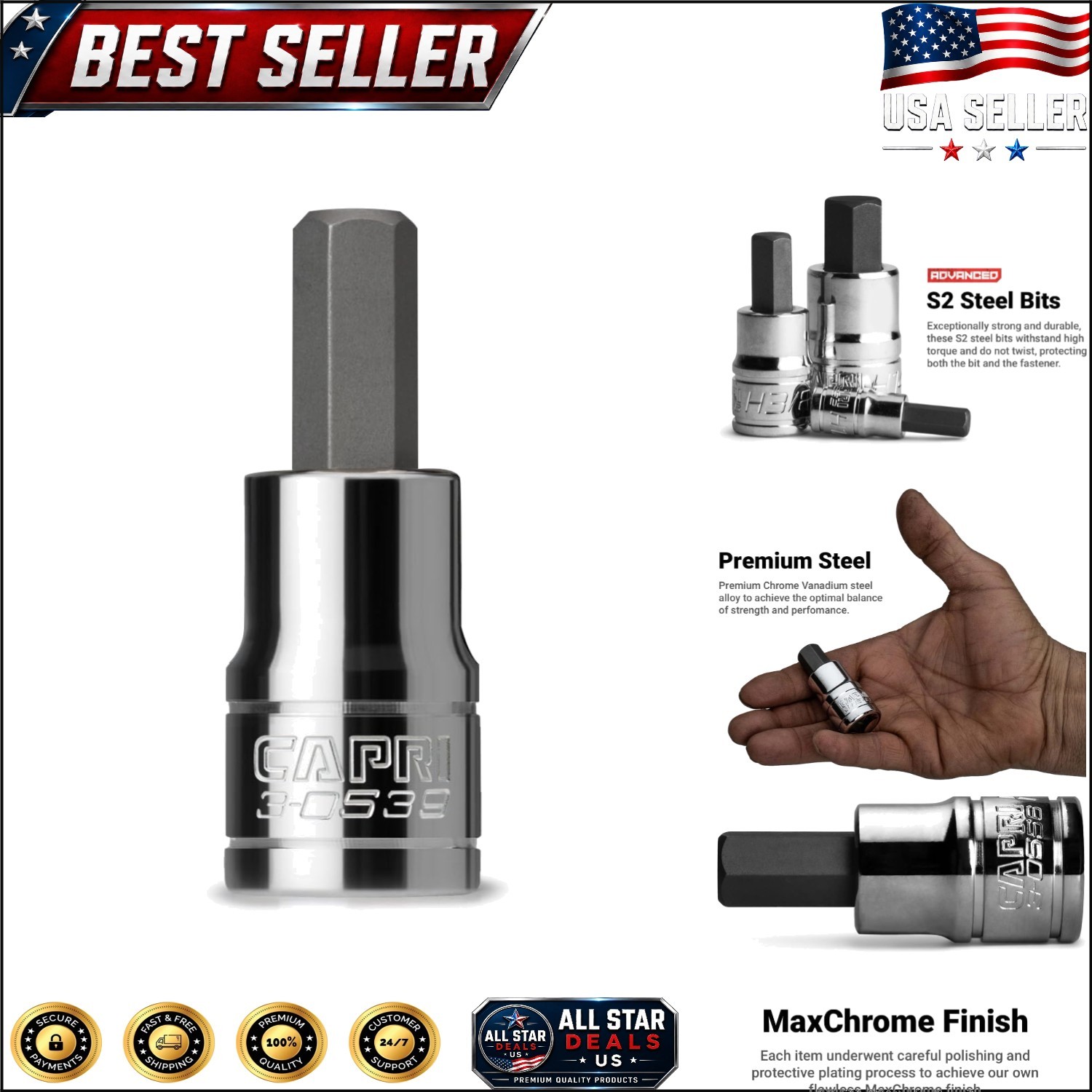 Corrosion-Resistant 8 mm Hex Bit Socket – 3/8 Inch Drive for Heavy Use