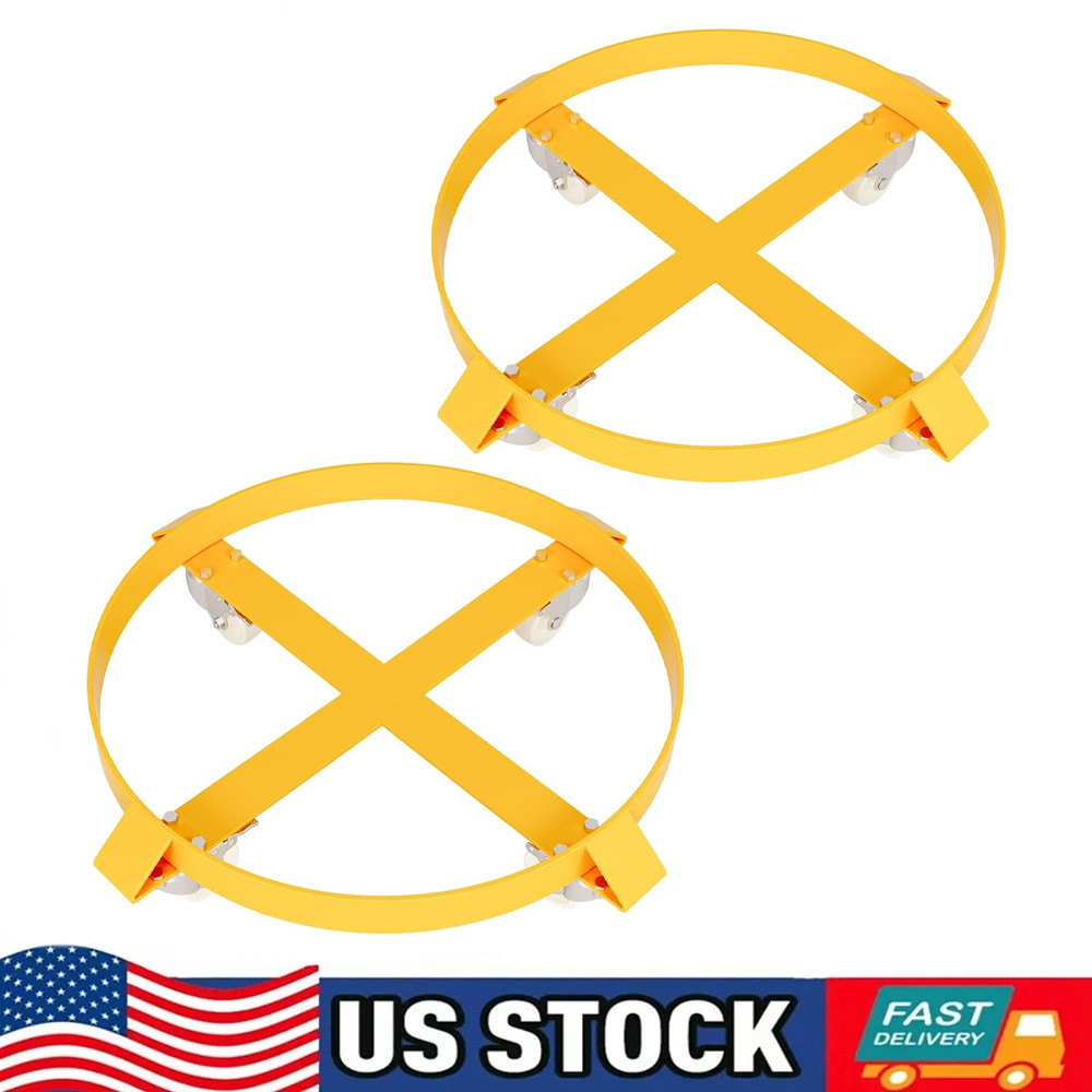 2pcs 55 Gal Drum Dolly Heavy Duty Barrel Cart 1000-1250 lbs w/Swivel Casters