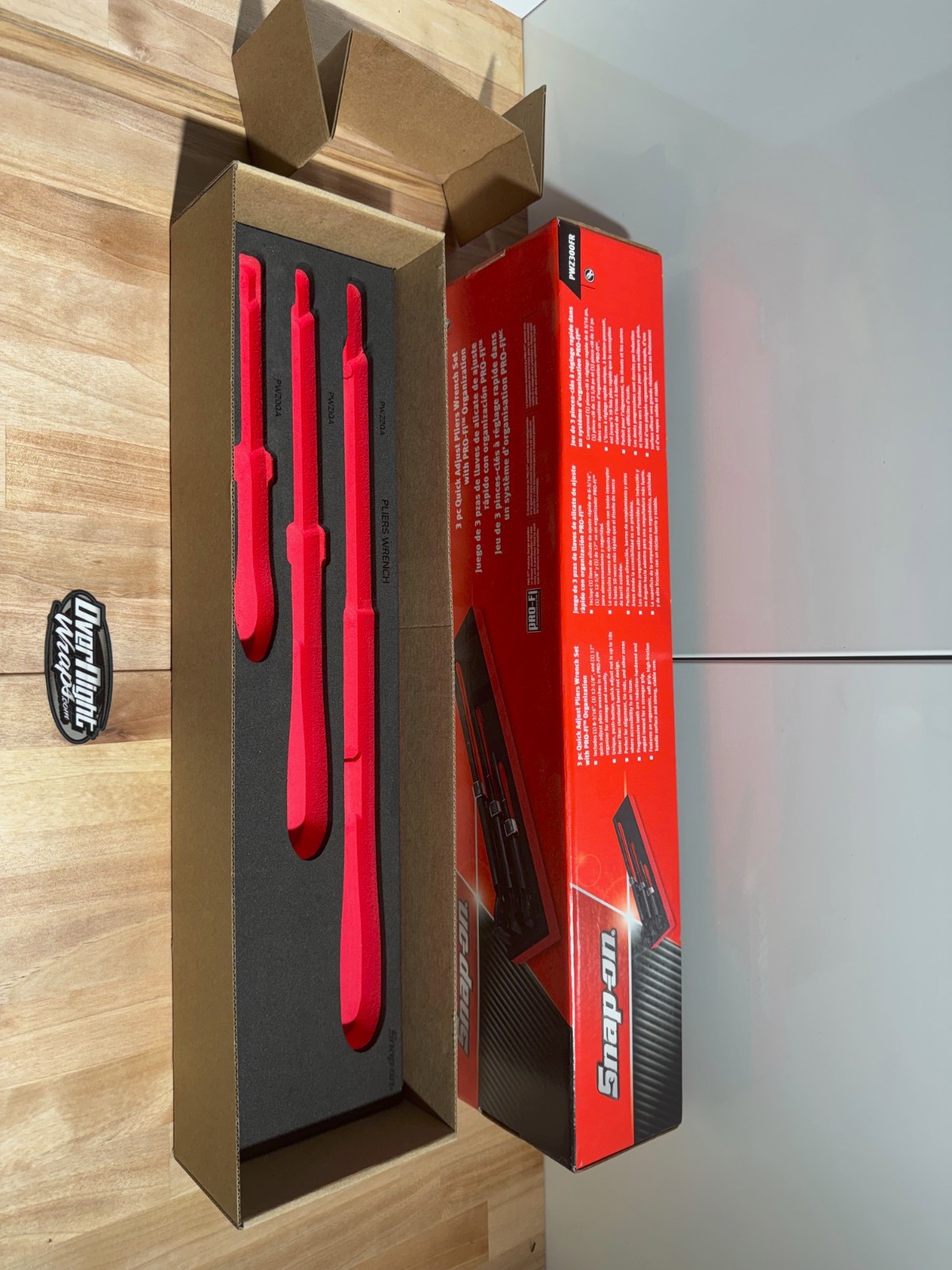 Snap-on Tools SPAIN NEW RED 3-Piece Quick Adjust Pliers Wrench Foam Set PWZ300FR