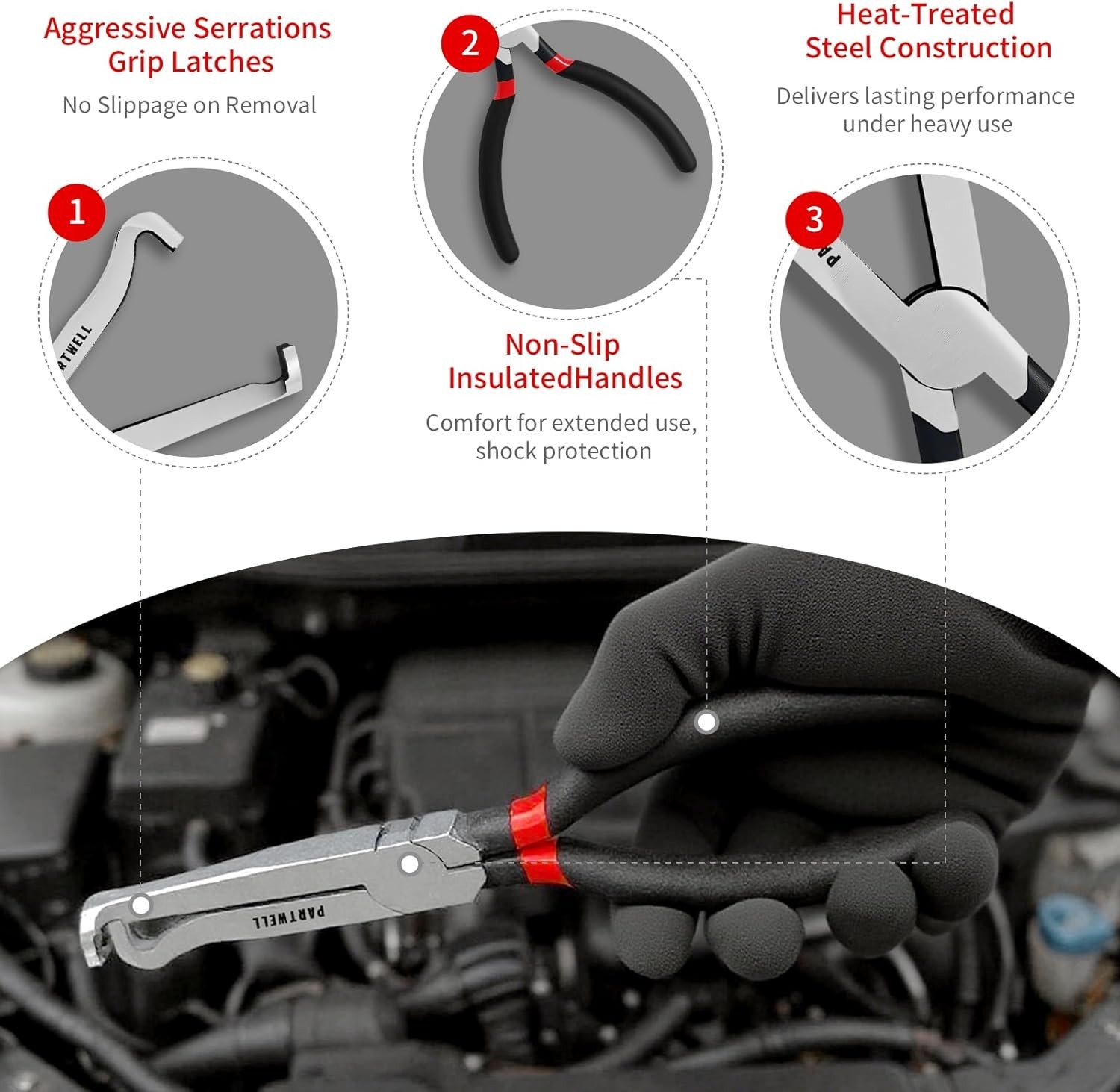 High Carbon Steel Electrical Disconnect Pliers Set: 4PC Car Repair Tool Kit