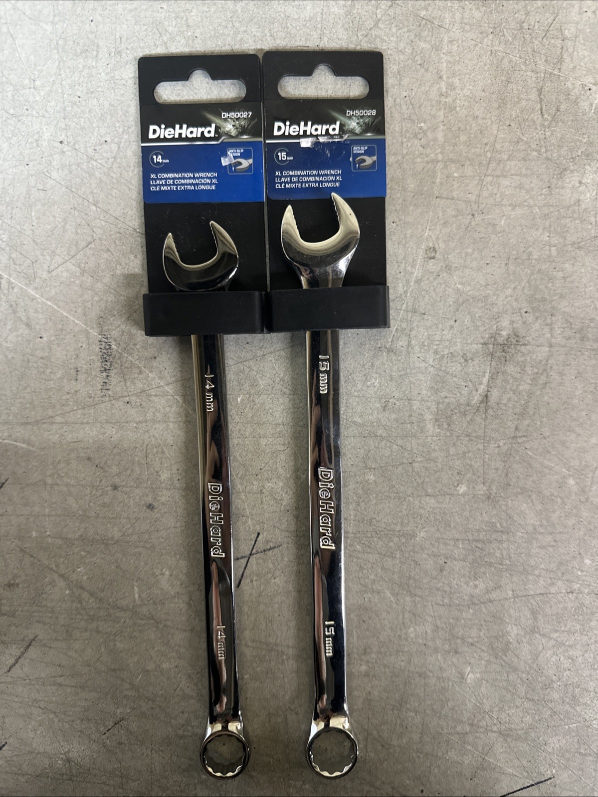 NEW DieHard XL Combination Wrench 2pc 14mm DH50027 & 15mm DH50028