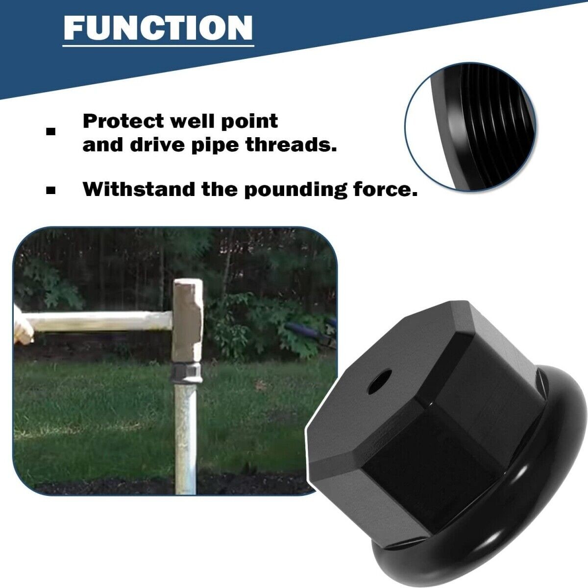 1695 1-1/4 In Malleable Point Well Drive Cap for Drive Well Points, DRCAP 125