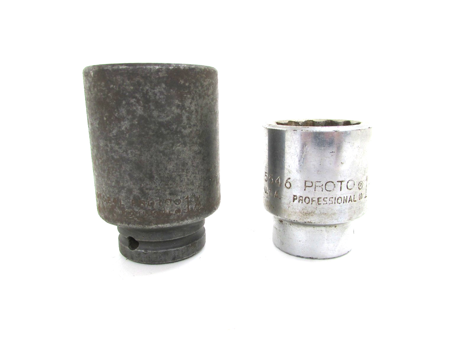 PROTO TOOLS 3/4” DRIVE SOCKETS, 5546 1-7/16″ 12 POINT, 07524L 1-1/2″ 6 POINT