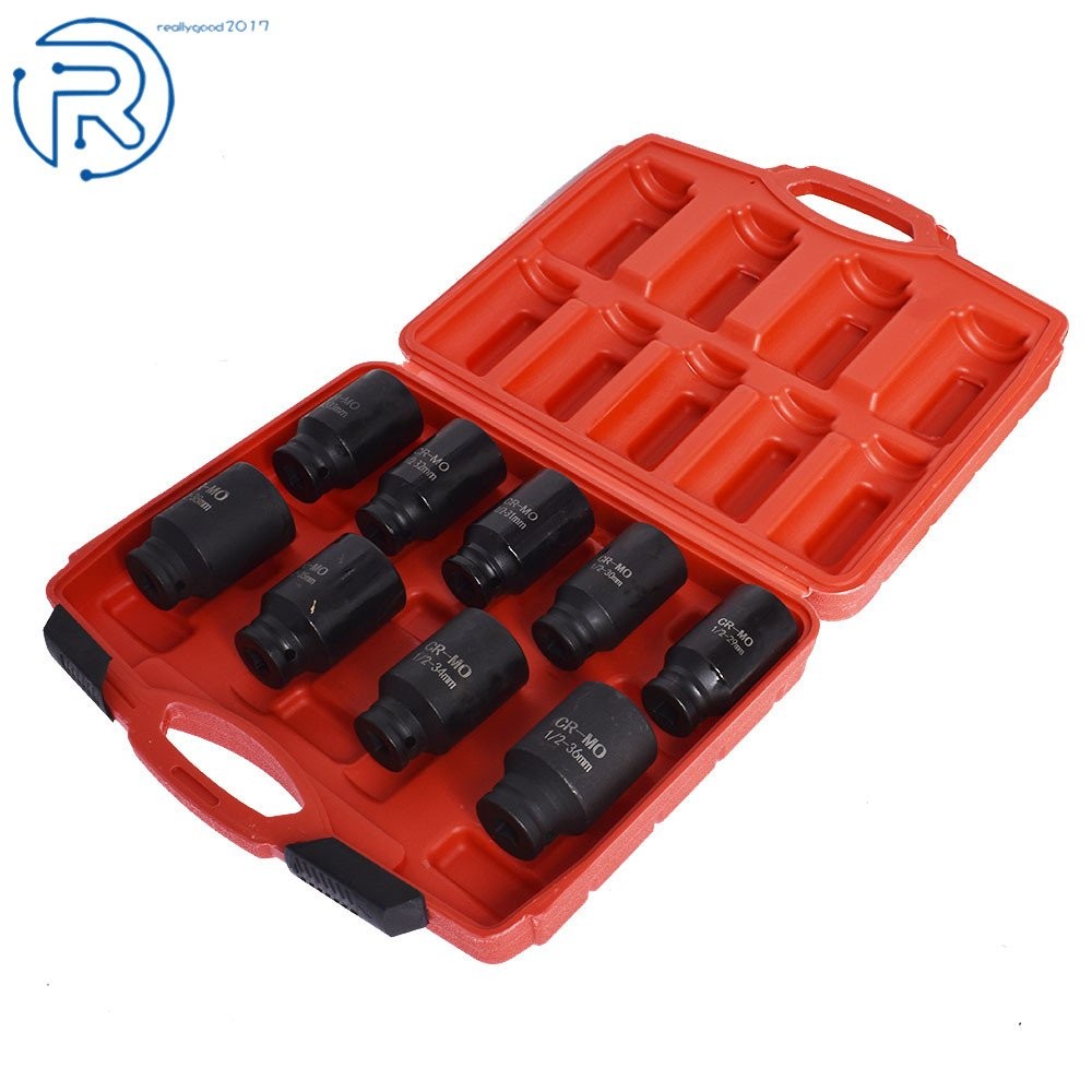Deep Impact Socket Tool 9Pcs/Set 1/2″ Drive Metric Axle Hub Nut Socket 29-38mm