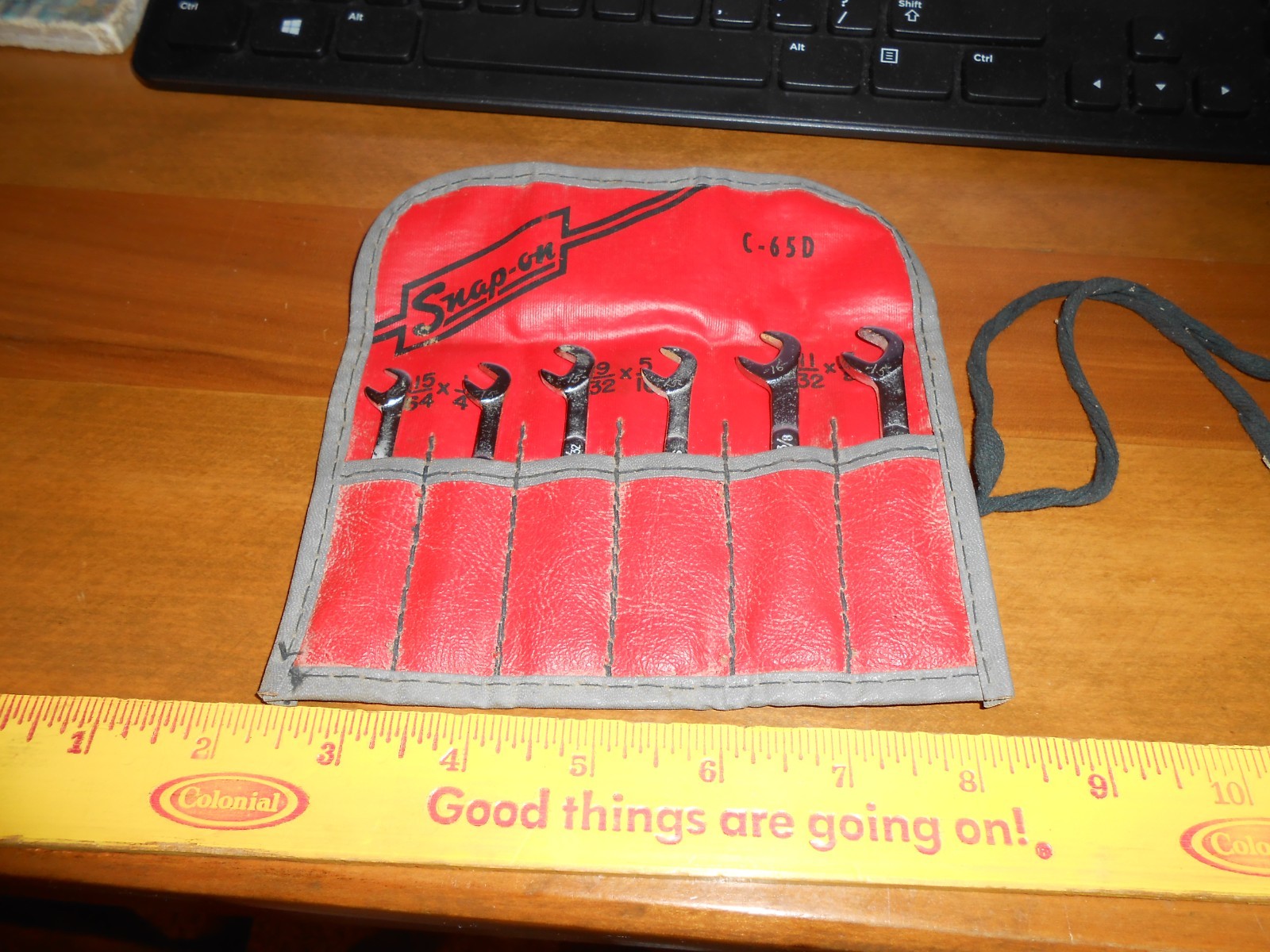 Snap On SAE 4 Way Double Open End Ignition Wrench Set W/ Pouch Roll C-65D USA