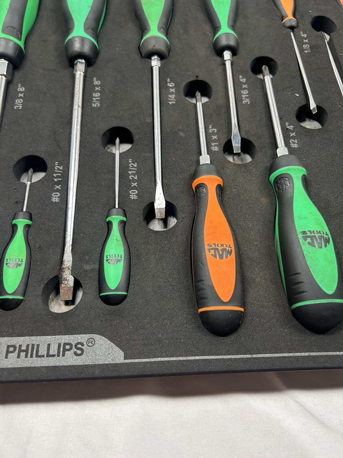 Mac Tools Macsimizer 12pc Screwdriver Set Neon Green/orange SDRBM20FNG