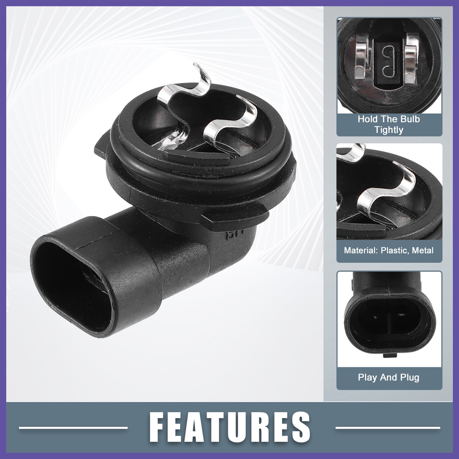 Fog Light Bulb Holder Socket 1445 H1 Fits For Automotive Vehicle Plastic Black