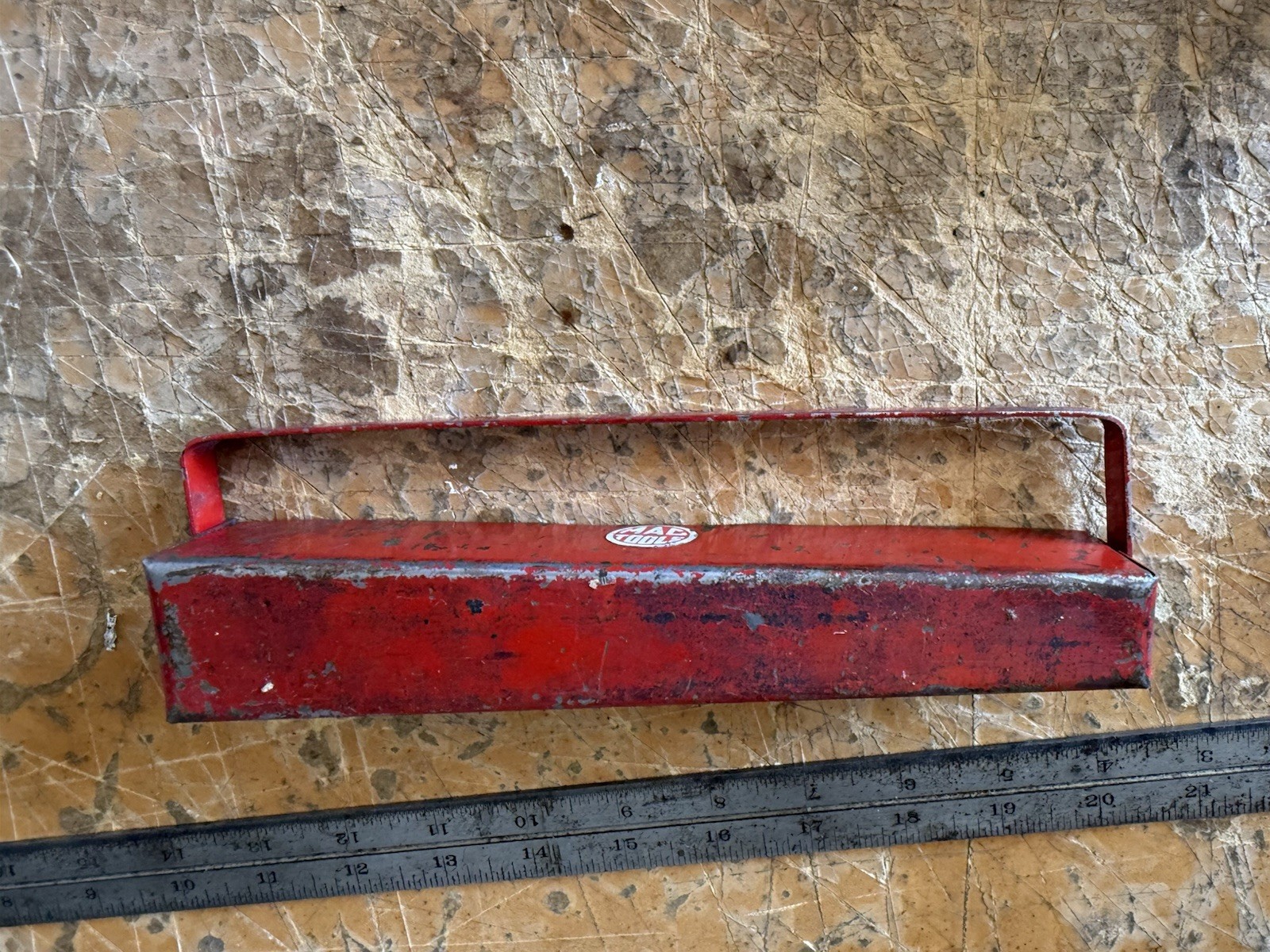 MAC Tools Red Metal Parts Tray Carry Tray Socket Holder Round Logo USA 9”