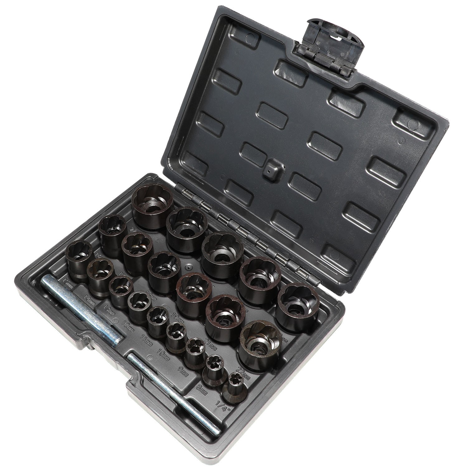 22 Piece Bolt Nut Extractor Set, 1/2″ and 3/8″ Drive Impact Lug Nut Remover