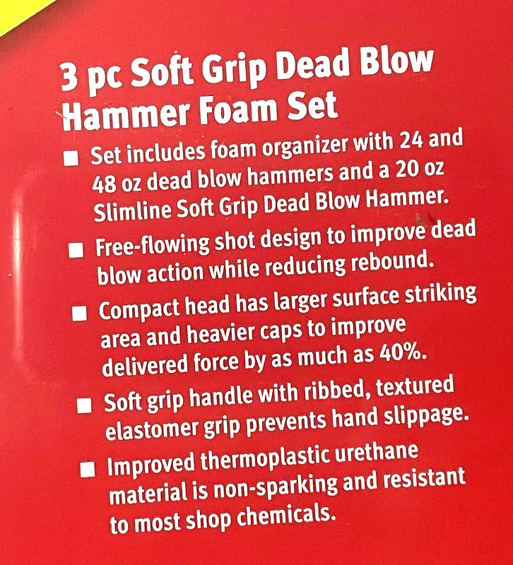 New Snap-on™ HBFE302FHV 24 20 48 oz Hi-Viz Flat Faced Dead Blow Hammer Foam Set