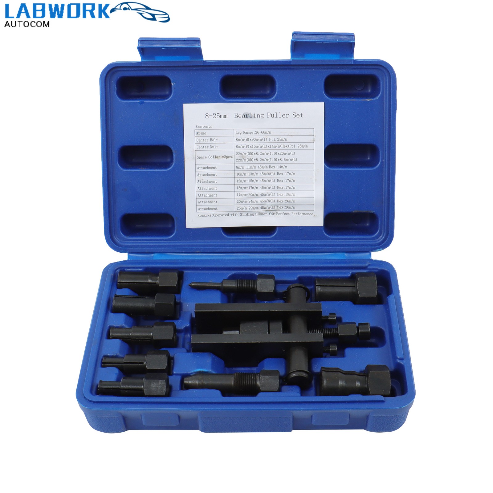10PC Motorcycle Inner Bearing Removal Tool Extractor Puller Set Internal 8-25MM