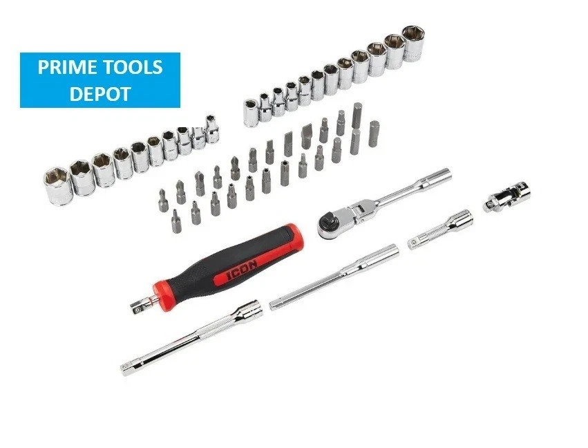 NEW ICON 1/4 in. Drive Compact Socket and Bit Set, 52-Piece RSXFT-52