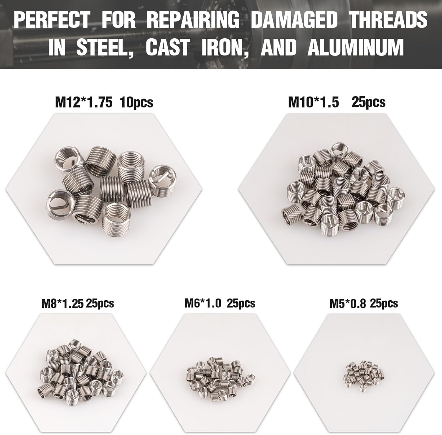 131-Piece Metric Helicoil Thread Repair Kit, Comprehensive HSS Drills, Inserts