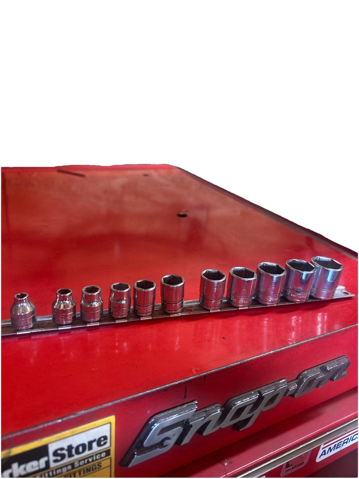 Snap On 12PC 3/8″ Drive SAE 12PT Shallow Socket Set F081 – F281 1/4″ – 7/8″