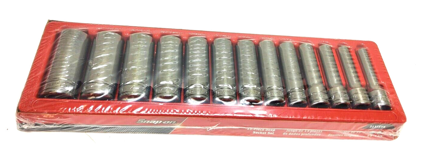 New Snap-on™ 1/2″ drive 6-point DEEP socket SET 3/8″ thru 1 1/8″ 313TSYA Unused