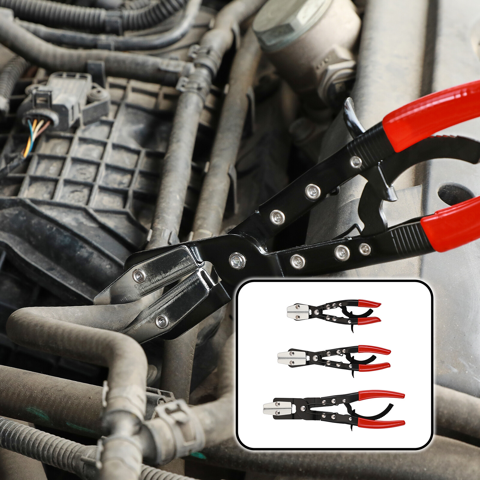 3PC Hose Pincher Pliers Set Locking Ratcheting Pliers for Automotive Radiator