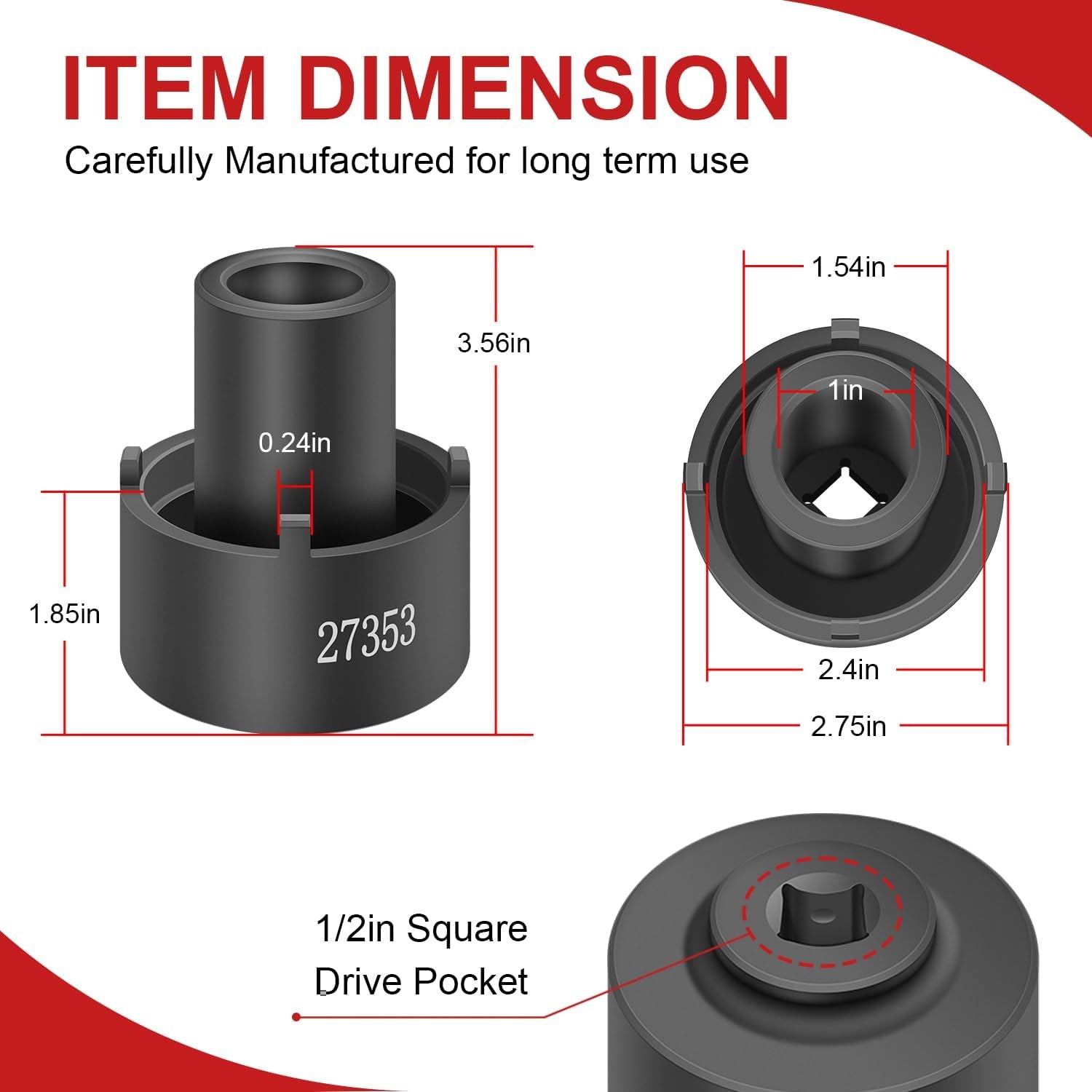 27353 Rear Axle 4 Lug Spindle Socket Nut Wrench For Ford F-250 F-350 F-450