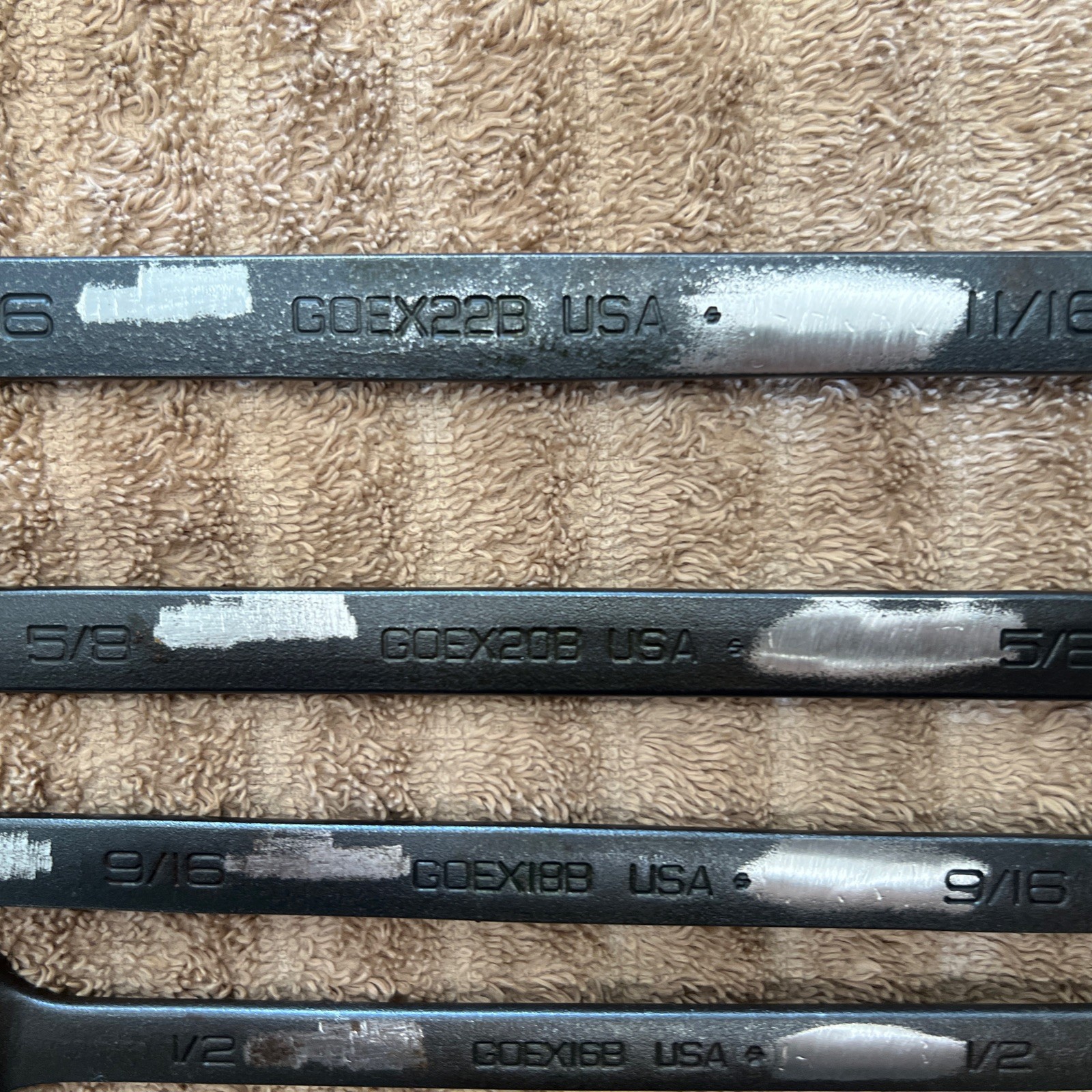 (6) Snap On Wrench GOEX12B 14B 16B 18B 20B 22B — 3/8 7/16 1/2 9/16 5/8 11/16