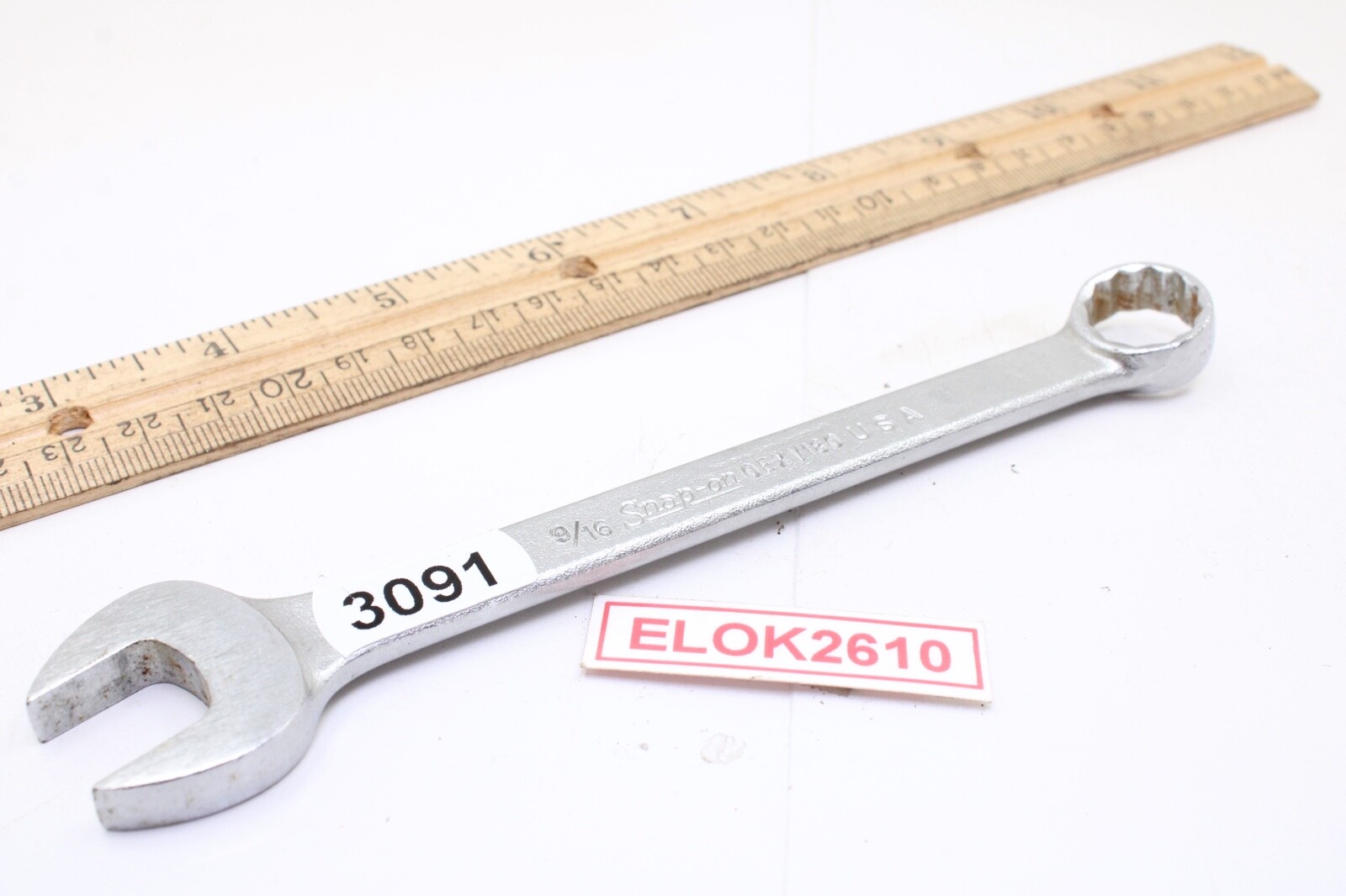 Snap-on OEXV180 9/16″ SAE Satin Chrome Short Combination Wrench USA