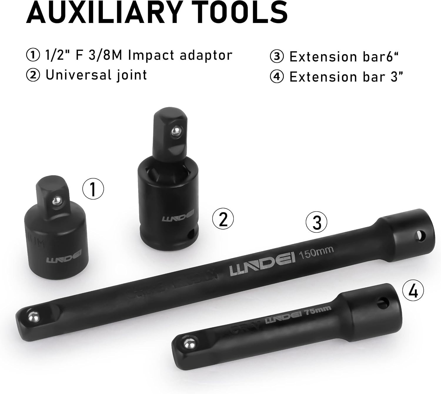 Chrome Vanadium Steel 3/8″ Drive Impact Socket Set