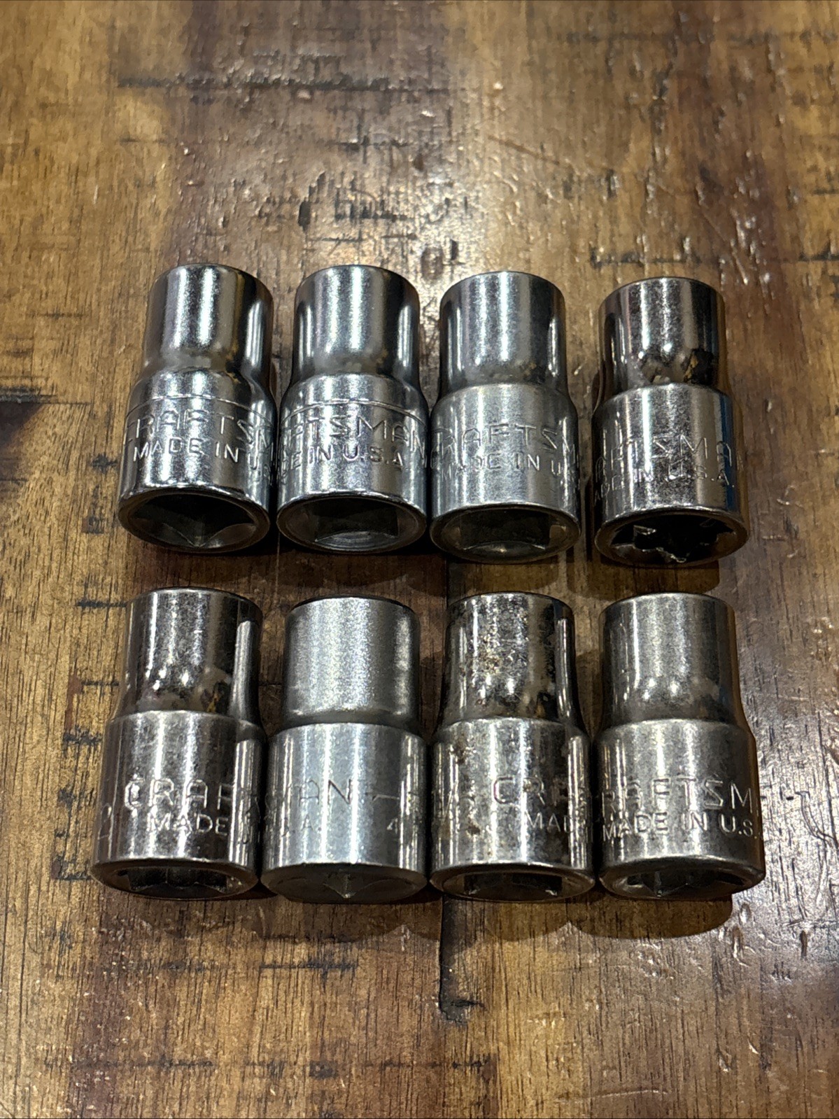 Craftsman 1/2” Shallow Sockets 8 Piece 1/2” Drive 6 Point & 12 Point USA SAE VGC
