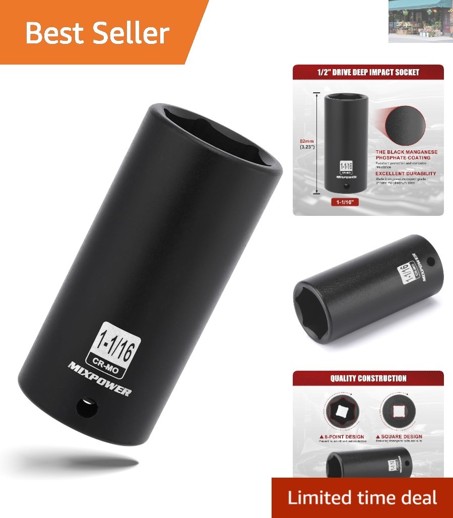 Durable 1/2″ Drive Deep Impact Socket 1-1/16″ – ANSI Compliant Quality Guarantee