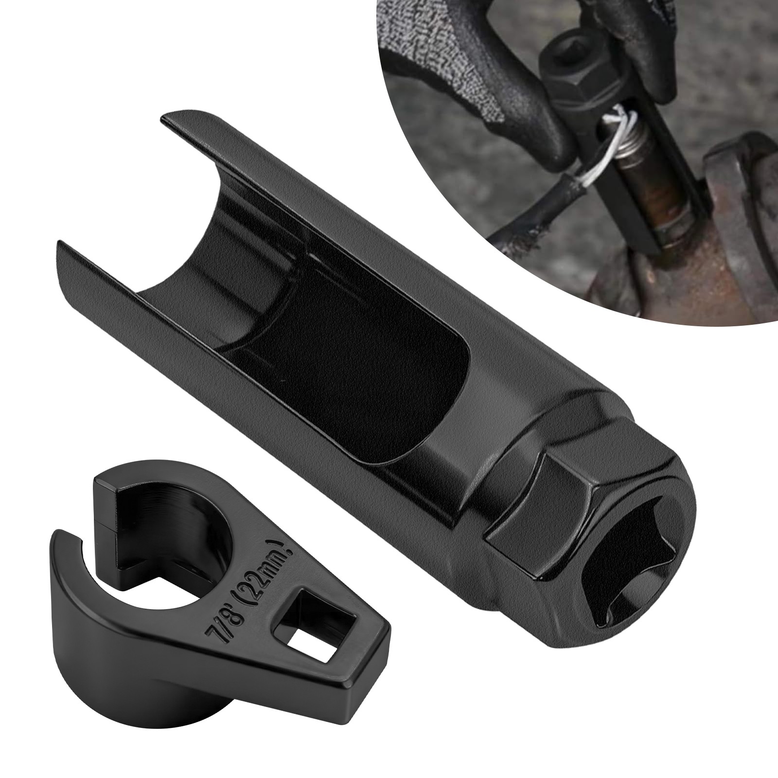 2 PCS O2 Oxygen Sensor Removal Tool Set 7/8″ 22mm Slotted Socket 3/8″ 1/2″ Drive