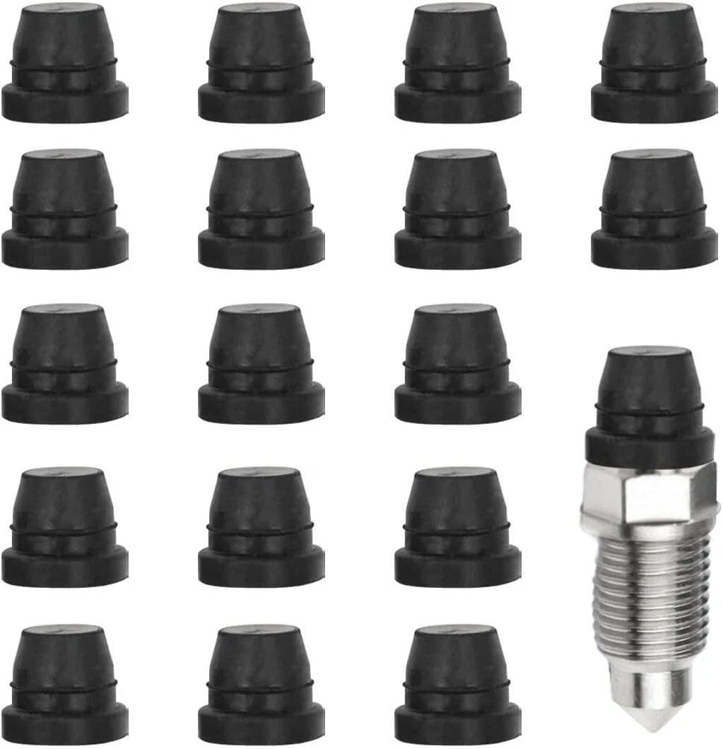 18PCS Car Brake Bleeder Screw Caps, Auto Rubber Grease Fitting 18PCS, Black