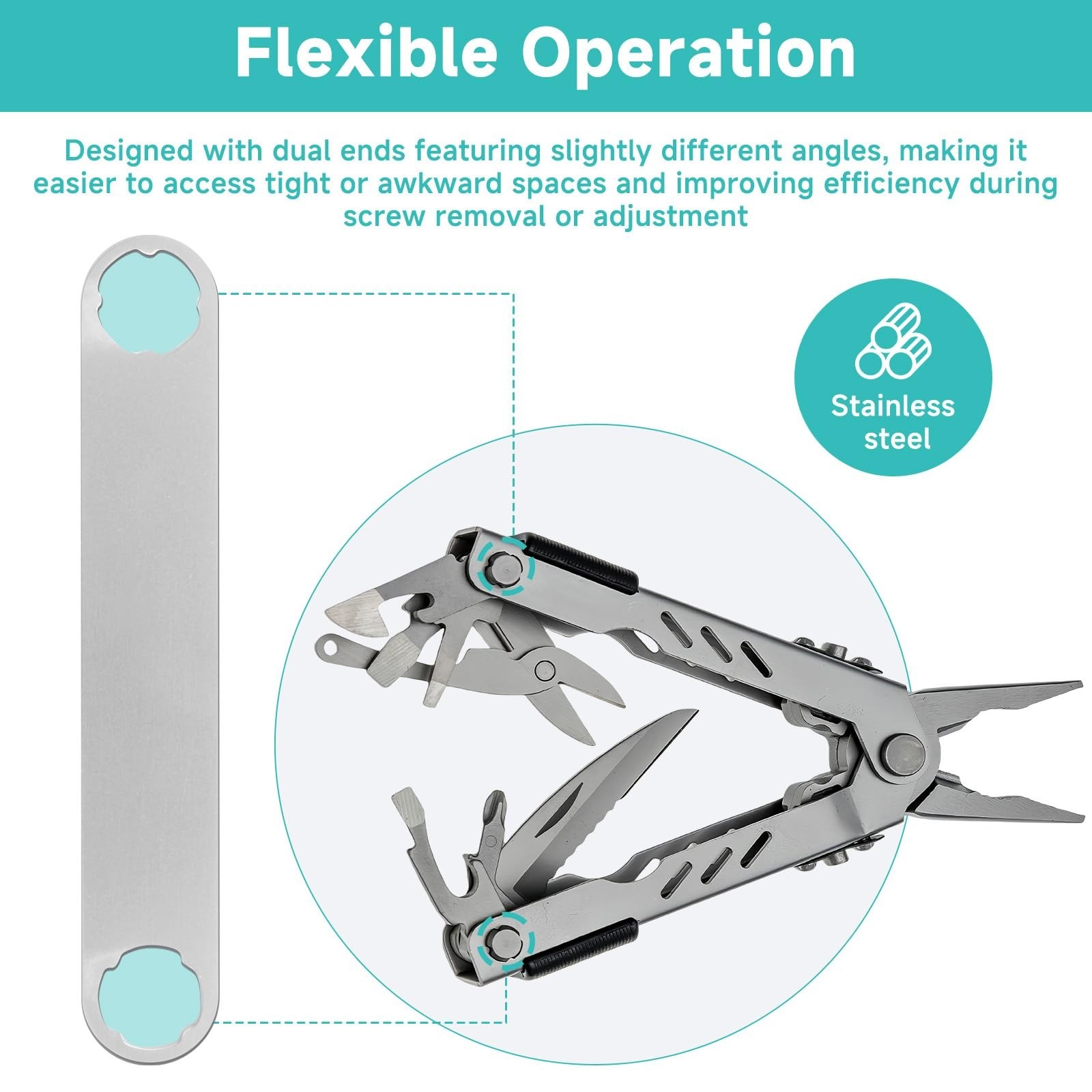 2-Pack 4-Lobe Flat Wrench Set for Multi-Tools, Pivot Screw Removal, Dual-End Sta