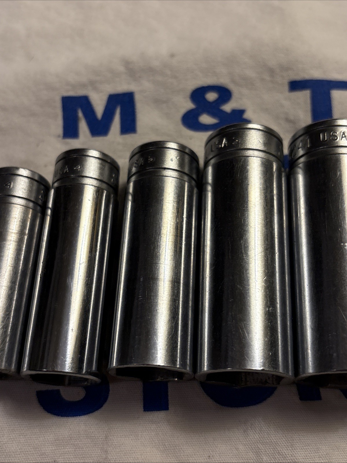 Vtg Snap-on Tools USA 3/8″ Drive 6pt 11pc SAE Deep Chrome Socket Set 211SFSY