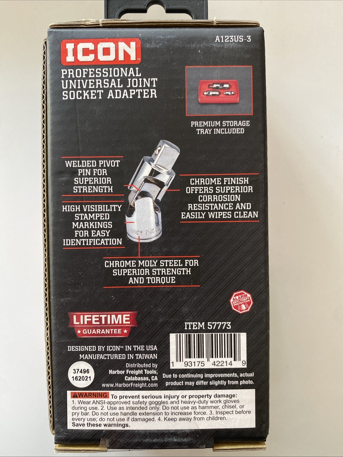 NEW ICON A123US-3 PROFESSIONAL UNIVERSAL JOINT SOCKET ADAPTER SET 1/4″ 3/8″ 1/2″