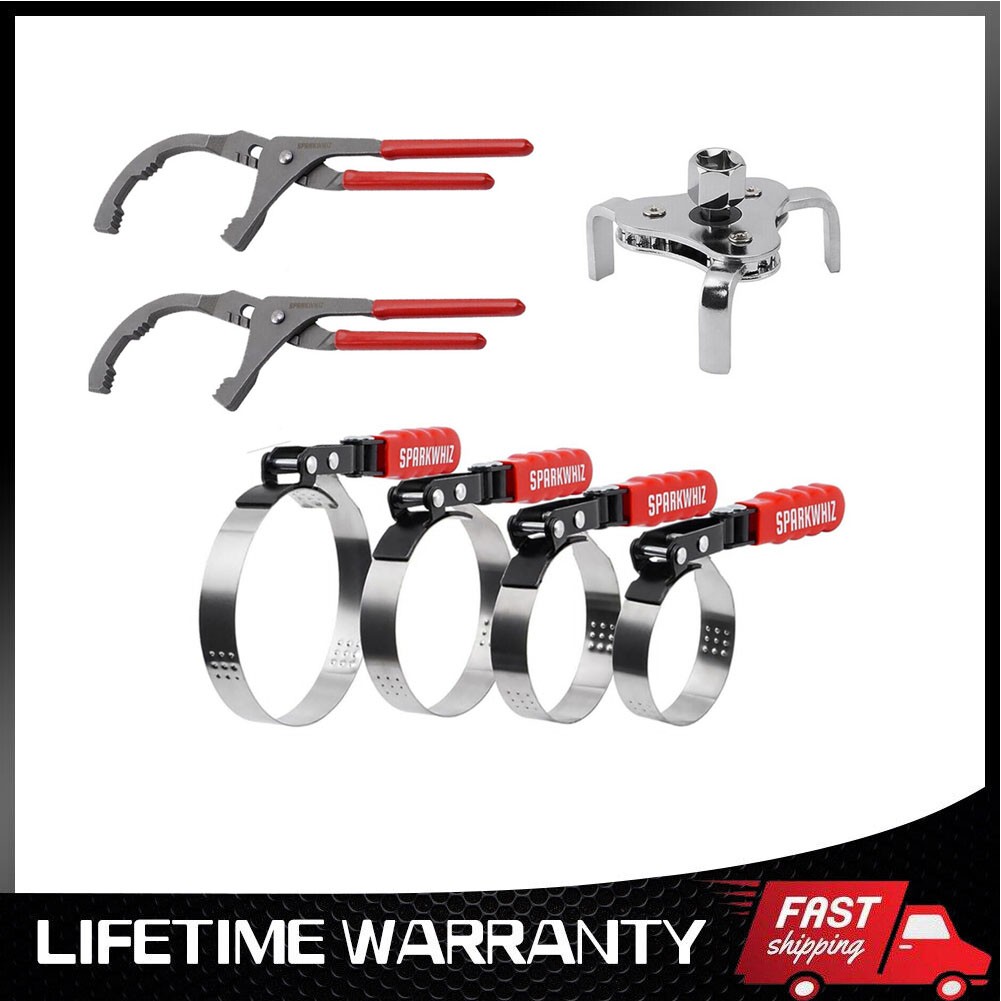 7xAdjustable Standard Oil Filter Swivel Wrench Set w/Oil Filter Plier Heavy Duty