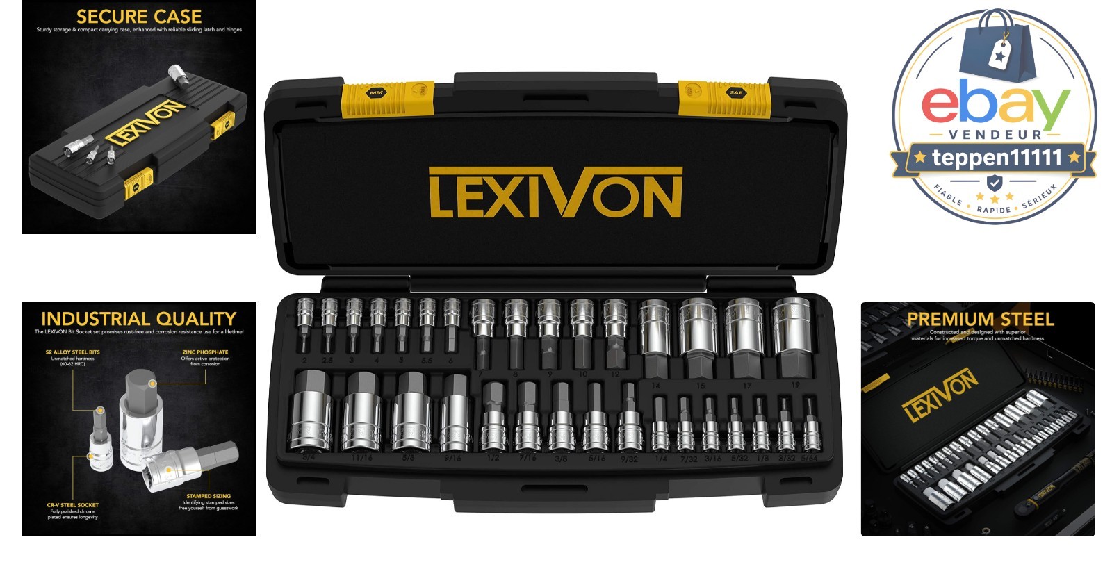HEX Bit Socket Set 32-Piece S2 Alloy Steel SAE Metric