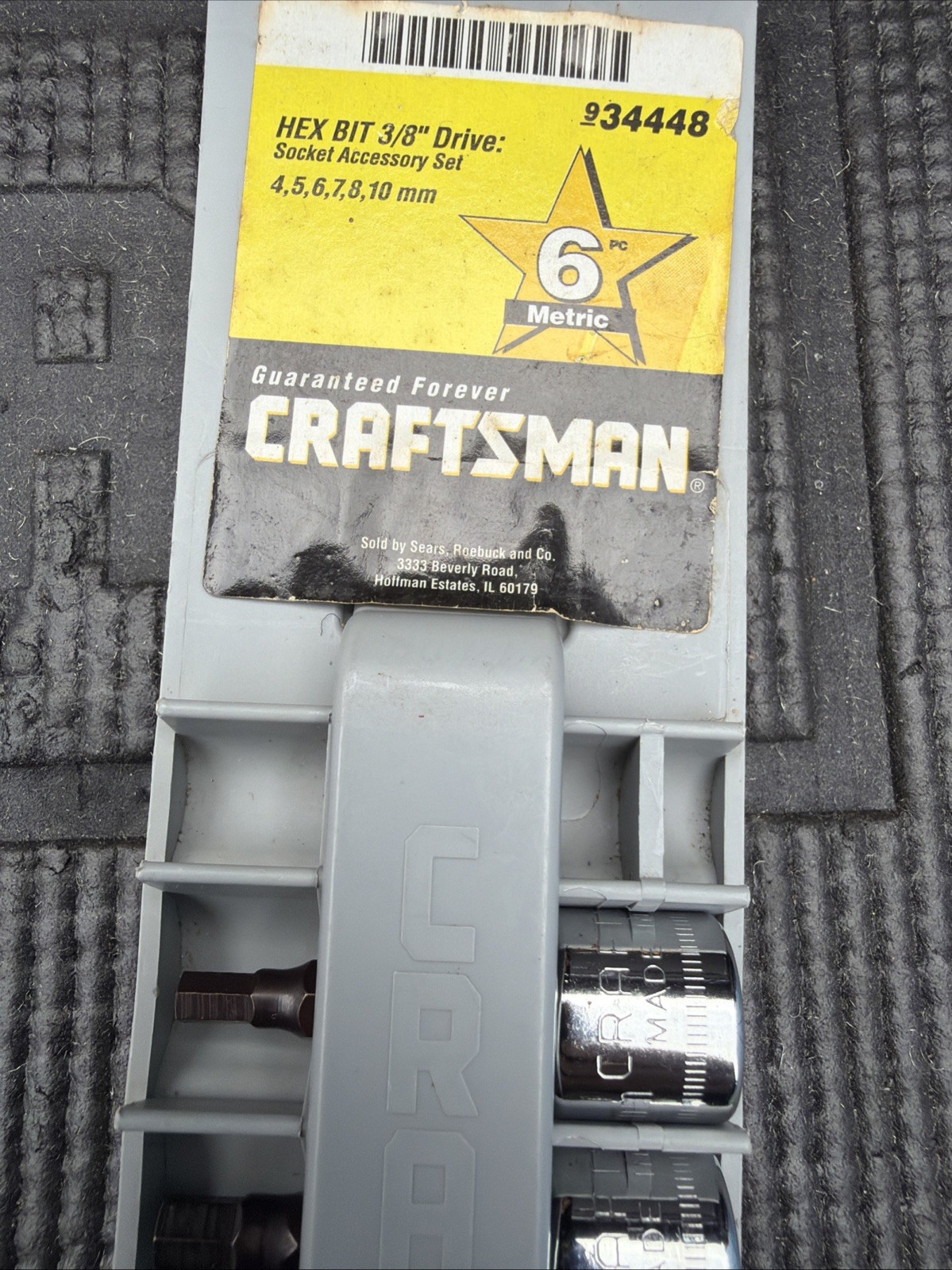 Sears Craftsman USA 6pc Socket Set 3/8 Drive Metric 34448 Hex Bit Nos
