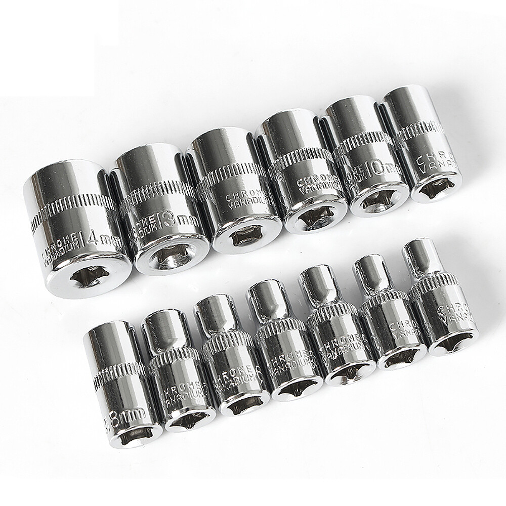 1/4″ Socket Deep Drive Ratchet Deep Hex Sockets CR-V Steel Long Reach 4mm-14mm