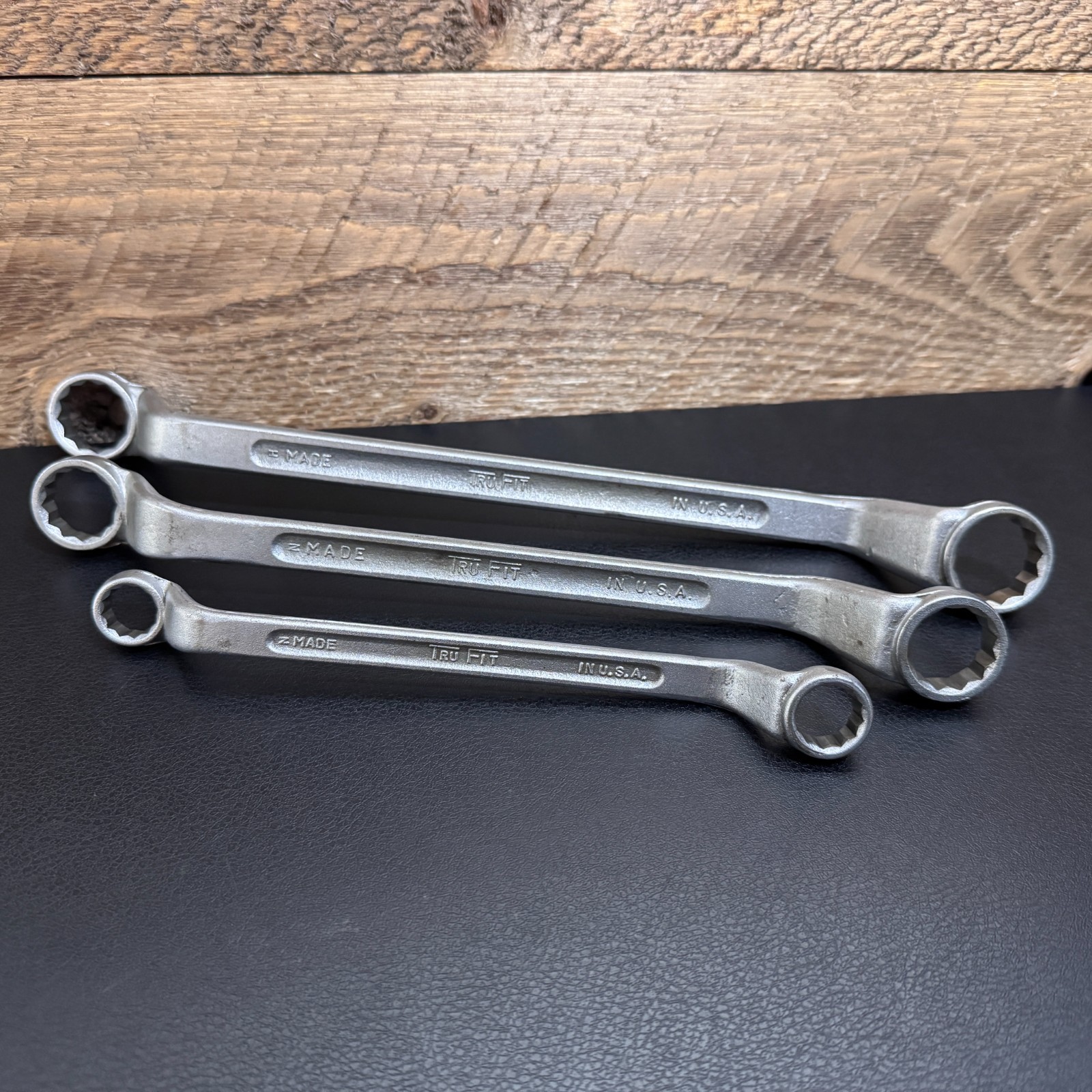 Vintage TRU-FIT 12PT Offset Box End Wrench Set 3-pc Forged Steel 1/2″ – 7/8″ USA