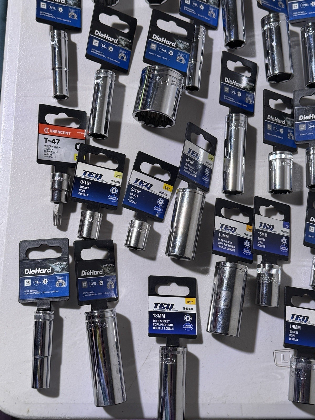 New Lot 60pc Mechanics Sockets Husky Craftsman DieHard TEQ 3/8 1/2 Drive